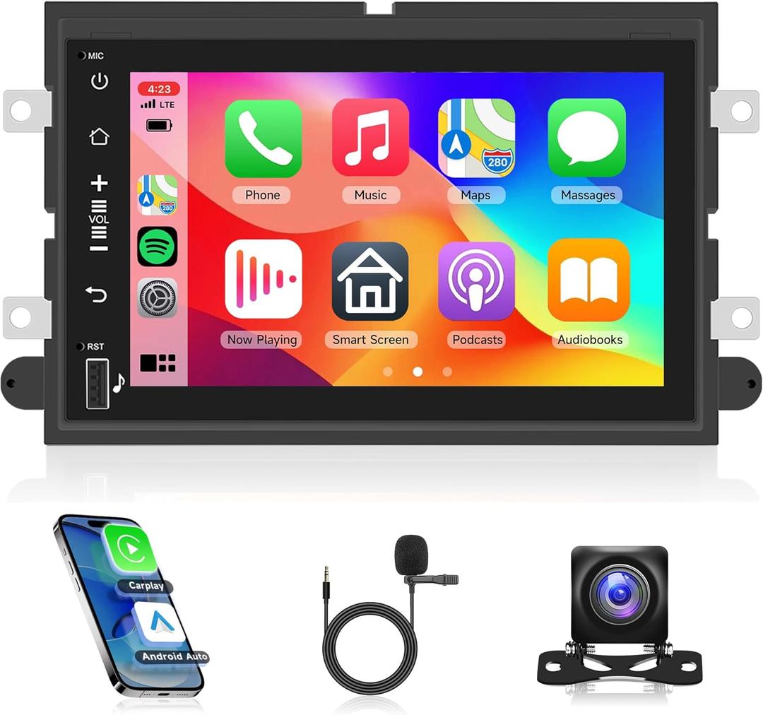 2G+64G Android 13 Car Radio for Ford F150/F250/F350 2004-2014, Rimoody Car Stereo with Carplay Android Auto 7 inch Touchscreen GPS Navigation Mirror Link Bluetooth FM/RDS SWC USB Backup Camera