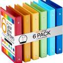 Performore 6-Pack Multi-Color 3-Ring Binders, 1-Inch Round Rings, 8.5x11 Inches, Versatile Binders for Office, Home, & School Use, Assorted Colors (Dark Blue, Green, Orange, Red, Yellow, Bright Blue)