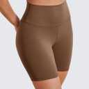 BAYDI Clouduxi Biker Shorts for Women 6" High Waisted Workout Gym Running Shorts Womens Buttery Soft Yoga Pants (Brown, S)
