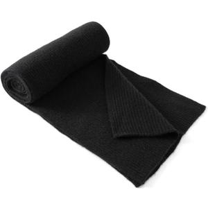 Lallier Cashmere Wool Scarf, Ultra Soft Classic Ribbed Solid Color Winter Scarf for Men and Women with Gift Box (Black)
