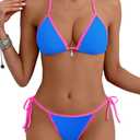 Tainehs Women's Sexy Halter Bikini Set Triangle Top String Swimwear Two Piece Swimsuits Cheeky Bathing Suit M