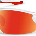 BEACOOL Polarized Sports Sunglasses for Men Women Youth Baseball Fishing Cycling Running Hiking Motorcycle Tac Glasses UV400 (Medium, Glossywhite Red)