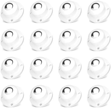 Self Adhesive Caster Wheels, Appliance Rollers for Kitchen Appliances, 1 Inch Swivel Steel Universal Wheel Appliance Sliders, 28 LBS Load Capacity Per Wheel Low Profile Roller (16 PCS, White)