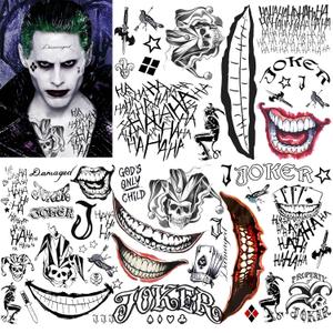 5 Sheets 3D Joker Tattoos Hand Halloween Makeup Kit, Prison Ghost Clown Damaged Joker Face Tattoo For Men Women Adults, Scary Prisoner Fake Temporary Tattoo Stickers Halloween Accessory Costume