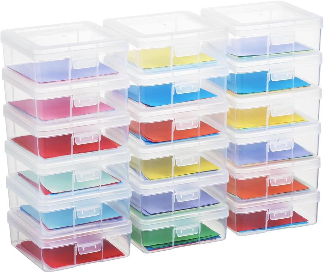 18 Pack Small Plastic Hobby Art Craft Organizer, Clear Plastic Storage Containers with Latching Lid, for Pencil Box, Lego