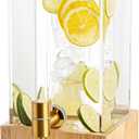 1.25 Gallon Acrylic Beverage Dispenser with Bamboo Stand  Iced Drink Dispenser with Stainless Steel Spigot & Built-in Ice Core