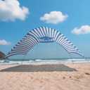 Beach Wind-Powered Shade Canopy, Portable Sun Shelter Tent, UPF 50+ UV Protection, Lightweight, Easy Set Up, 150 Sq. Ft. of Shade for up to 6 People, Regatta Manta Rays, 150 square feet