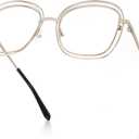 Zeelool Square Metal Frame Glasses for Women Eyeglasses with Clear Lens Anti Eyestrain & UV from Computer/TV/Phone ZJGM923220 (Gold)