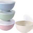 shopwithgreen Wheat Straw Cereal Bowls with Dust-Proof Lid, Resuable Bowls for Kitchen, Set of 4, Microwave and Dishwasher Safe, for Soup, Oatmeal, Ramen, RV, Camping, Kids, College Dorm Room, 26 OZ