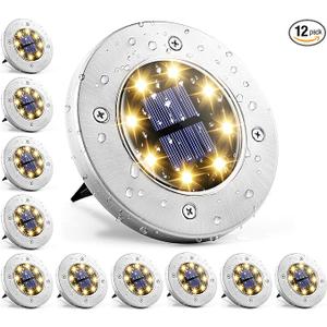 GIGALUMI Solar InGround Fence Lights  NoDrill Fence Lighting Solution, Waterproof Perimeter Lights Compatible with Wood, Metal & Concrete Fences (12 Pack Warm White)
