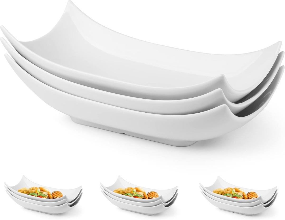 LAUCHUH Decorative Bowl Serving Platter White Serving Dishes Decorative Centerpiece Deep Serving Bowl Serving Dishes and Platters 12-Inch Set of 3 for Father's Day