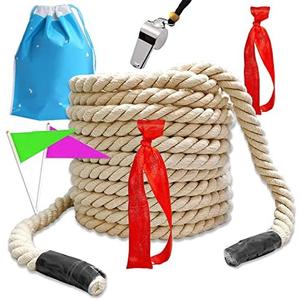 35Ft Tug of War Rope Field Day Family Reunion Tug Rope Natural Cotton Tug of War Rope for Kids and Adults, Summer Campe, Yard Games, Outdoor Camping Picnic Games, Team Building