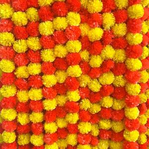 Marigold Garland for Decoration 10 Pcs of 5 Feet Artificial Marigold Flowers for Indian Pooja Diwali Wedding Mantel Decoration (Yellow Red)