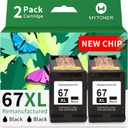 MYTONER 67XL Black Ink Cartridge Combo Pack Replacement for HP Ink 67 67xl hp Printer Ink for DeskJet 2700e 2700 2855e 2800e 2755e 2755 2734e Envy 6055e 6400 6000 Envy Pro 6452 6458 Printer (2 Black)