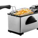 OVENTE Electric Deep Fryer 2 Liter Capacity, 1500 Watt Lid with Viewing Window and Odor Filter, Adjustable Temperature, Removable Frying Basket and Easy to Clean Stainless Steel Body, Silver FDM2201BR