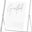 Calculs Silver Floating Picture Frames Sign Holder Guestbook Alternative, Metal Glass Photo Display Stand Menu Holder 8x10inches for Wedding Party Table Sign