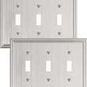 2-Pack Triple Toggle Light Switch Cover Plate, Durable Solid Zinc Alloy Decorative Switch Plate Covers, Brushed Nickel 3 Gang Wall Plate, Corrosion Resistant