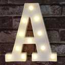 Pooqla LED Marquee Letter Lights Sign, Light Up Alphabet Letter for Home Party Wedding Decoration A (Letter A, Warm White)