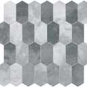 The Tiles Plaza 10-Sheet Peel and Stick Backsplash, Grey Cement Long Hexagon Self Adhesive Wall Tile, Stone Composite Stick On Decorative Mosaic Tile for Kitchen Bathroom Fireplace