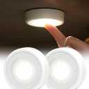 EZVALO LED Puck Lights, Rechargeable Battery Touch Light, 2.5'' Mini Tap Lights, Wireless Closet Light, Under Cabinet Lighting, 3 Color Temps, Stick On Lights for Kitchen,Closet,Pantry,Shelves(2 Pack) (White)