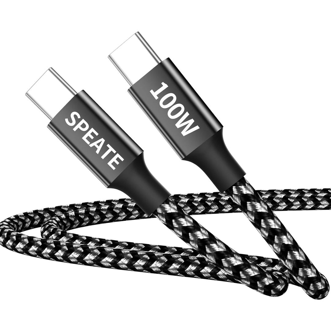 100W USB C to USB C Cable, Type C Charger Fast Charging Cable (6.6FT, 1 Pack), for Phone 16/15/Pad, Galaxy S/Note/A, Pixel and More