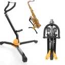Folding Saxophone Stand for Alto Sax, Alto Tenor Sax Stand, Adjustable Metal Triangle Base Design Saxophone Holder Rack Portable Musical Instrument