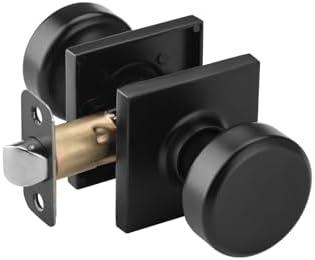 NCSEN Black Interior Door Knobs for Hall & Closet, Pismo Doorknob with Square Rosette, Heavy Duty Passage Door Handle