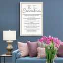 The Ten Commandments Rustic Bible Verse Framed Wall Art, 16''×24'' Positive Religious Christian Saying Sign for God Jesus Christ Prayer, Vintage Narrow Holy Inspirational Catholic Scripture Decor