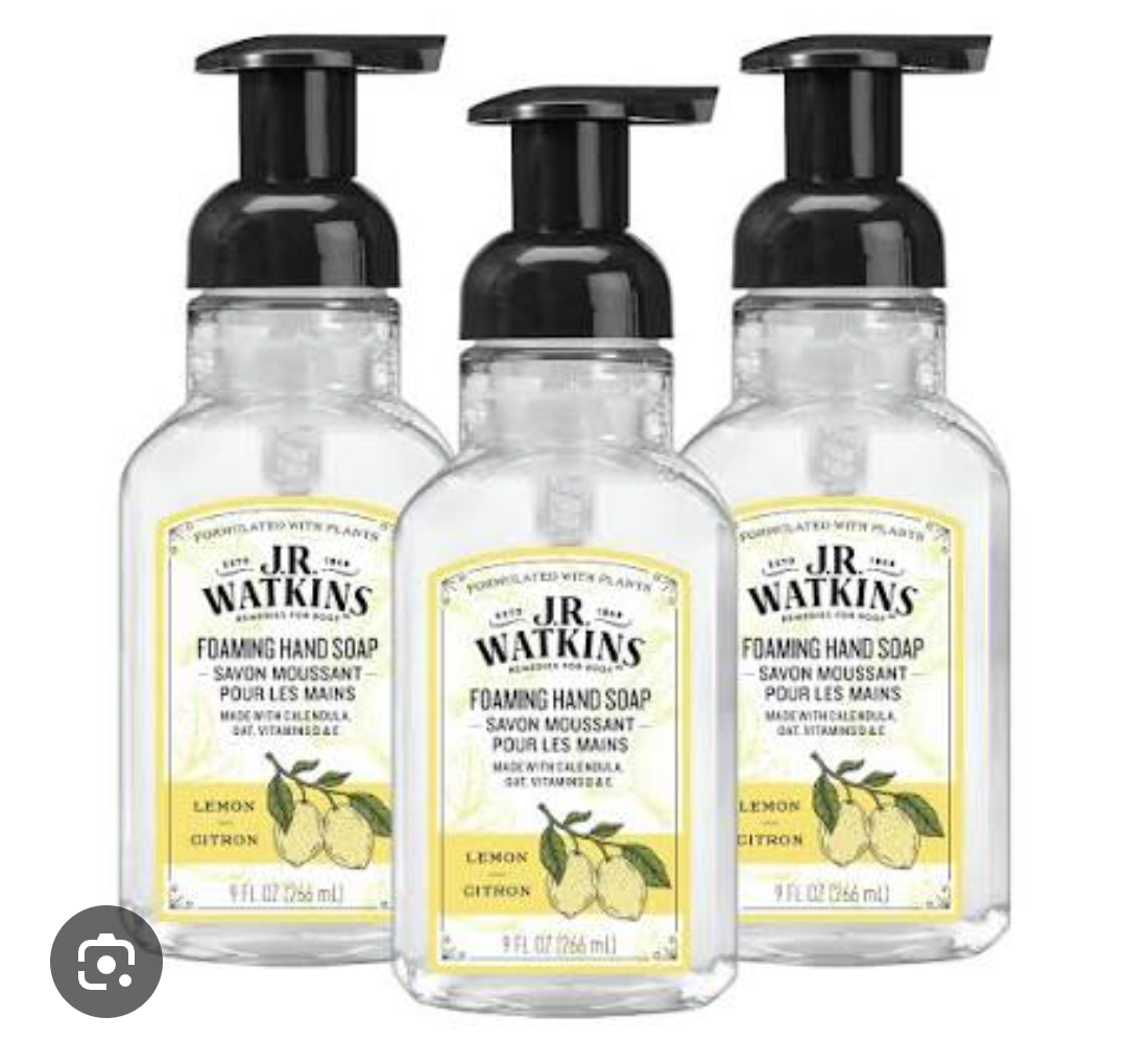 J.R. Watkins Foaming Hand Soap with Pump Dispenser, Moisturizing Foam Hand Wash, AlcoholFree, CrueltyFree, Citron, 9 fl oz, 3 Pack