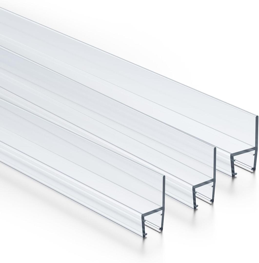 3PCS Shower Door Side Seal Strip for 3/8 Inch Glass - 27.56 Inches Long x 3, 3 Sections Segmented Shower Installation Kit, Frameless Glass Door Seal Strip