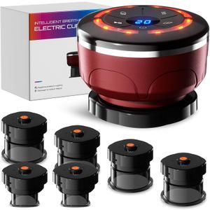 UBALANCE Cupping Kit for Massage Therapy, Cupping Therapy Set 6 Cups, Electric Smart Cupping Machine, 4 in 1 Negative Pressure Massager with 12 Modes for Fatigue Relief, Red