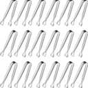 Mini Serving Tongs, Anytrp 18-Packs Stainless Steel Sugar Tongs, 4.3inch Ice Tongs Kitchen Appetizers Tongs for Coffee Bar, Tea Party, Desserts Party, Sugar and Ice (Silver)