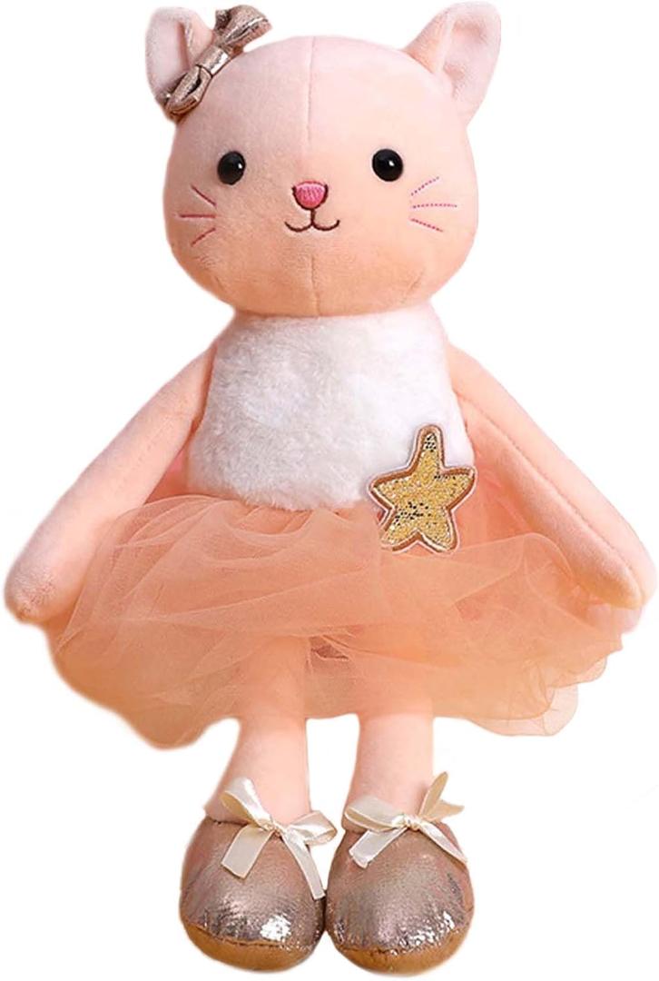 Plush Ballerina Dolls Kitten Cat Stuffed Animals Toys Ballet Dance Recital Gifts for Girls 15.5 Inches (Orange)