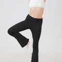 DANI CHINS Girls Athletic Bootcut Leggings Quick Dry Flared Compression Yoga Pants(Navy, 12)