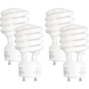 KOR (Pack of 4) 23 Watt Mini Spiral - GU24 Base - (100W Equivalent) - T2 Mini-Twist - CFL Light Bulb (Neutral White (3500K))