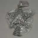 Resinta 8 Inch Metal Glittered Christmas Tree Topper Hallow Wire Star Topper for Christmas Tree Ornament (Silver)