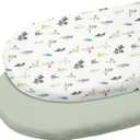 Gllquen Baby Bassinet Sheets 2 Pack, 100% Organic Cotton Bassinet Fitted Sheets for Girls Boys, Soft & Breathable Unisex Baby Mattress Sheet for Standard Bassinets 33"x17"(Green)