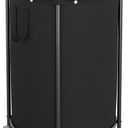 Chrislley 160L Double Laundry Hamper with Wheels, Rolling Laundry Basket with Removable Bag,Round Iron Laundry Cart with Steel Frame and Handle, Dirty Clothes Hamper Organizer for Dorm,Hoom(Black) (160L(19.7 x 19.7x 34.8 Inches))