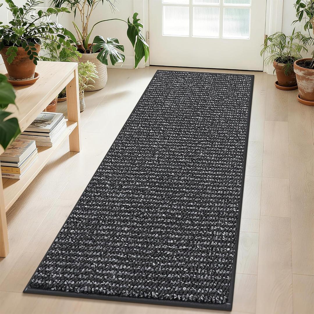 BEQHAUSE Hallway Runner Rugs 2x6, Hallway Rug Non-Slip Washable(Rolled-Up NO Creases), Runner Rug Absorbent Stain Resistant Hall Rug Carpet Runner, Entryway Rugs Floor Mat Laundry Room Rugs, Charcoal