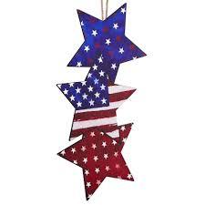 4th of July Hanging Door Sign Wooden Double Sided Patriotic Door Hanger Fourth of July Patriotic Stars USA Stars Porch Signs Independence Day Wall Hanging Memorial Day Hanger for Home Decor