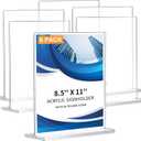 6 Pack Acrylic Sign Holder 8.5 x 11, Double-Sided Clear Sign Holder Plastic Stands for Display, T Shape Acrylic Table Sign Stands for Office Store Restaurants Wedding Party Decoration