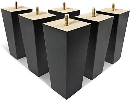 AORYVIC 6 inch Furniture Legs Black Couch Legs Set of 6 Ottoman Replacement Sofa Legs for Sectional, Dresser, Recliner, Nightstand