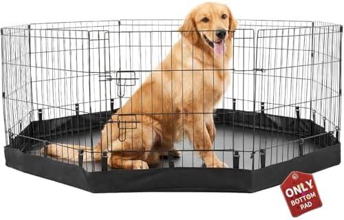 PJYuCien Dog Playpen Bottom Pad, Fits 24 Inch 8 Panels Regular Octagon Metal Exercise Pet Pen, Elastic Buckles Connections, Black (Fence Not Included)