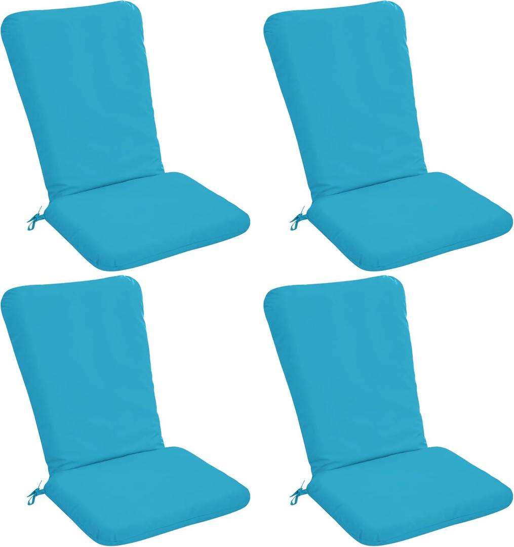 Adirondack Chair Cushion Set of 4-18''x18'' Seat & 18''x27'' Back, Outdoor Rocking Chair Cushions with Waterproof, Fade-Resistant, Removable & Machine-Washable Covers, Teal