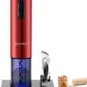 Secura Electric Wine Opener, Automatic Electric Wine Bottle Corkscrew Opener with Foil Cutter, Rechargeable (Red)