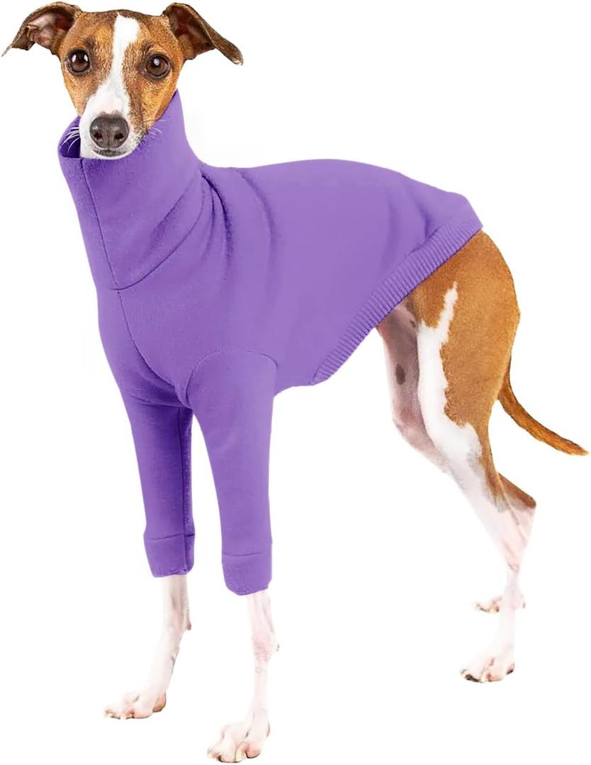 Dog Fleece Sweater Turtleneck Long Sleeve Pullover Sweatshirt Warm Puppy Clothes for Small Medium Dogs (Dark Purple) XS