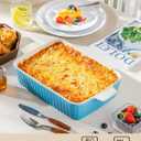 MALACASA 4.4 QT Baking Dish, 9x13 Large Casserole Dish for Oven, Ceramic Baking Pan, Rectangular Lasagna Pan Deep with Handles for Baking, Durable Microwave Oven Safe, Blue, Series BAKE-BAKE