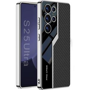 Lunivop for Samsung Galaxy s25 Ultra Case TPU Frame &Back PU Leather Cover Slim Silicone Funda para S 25 Ultra 6.9 '' 5G 2025 Shockproof Best S25Ultra Phone Cases Carbon Fiber