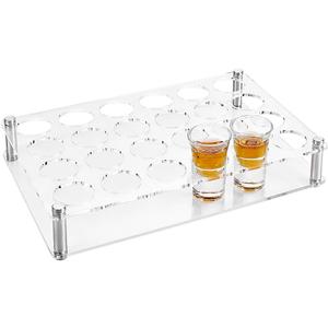 24 Shot 1.5Inch Glass Tray Holder Bar Acrylic Shot Glasses Holders Wine Cup Serving Cups Organizer Shots Glass Display Stand Storage Serving Tray for Bar Drinking Club Restaurant