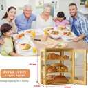 Bread Box,Pastry Display Case,Bread Holder for Kitchen Counter, Wooden Large Capacity Bread Storage Bin Breadbox Organizer for Kitchen Counter CornerRaw wood